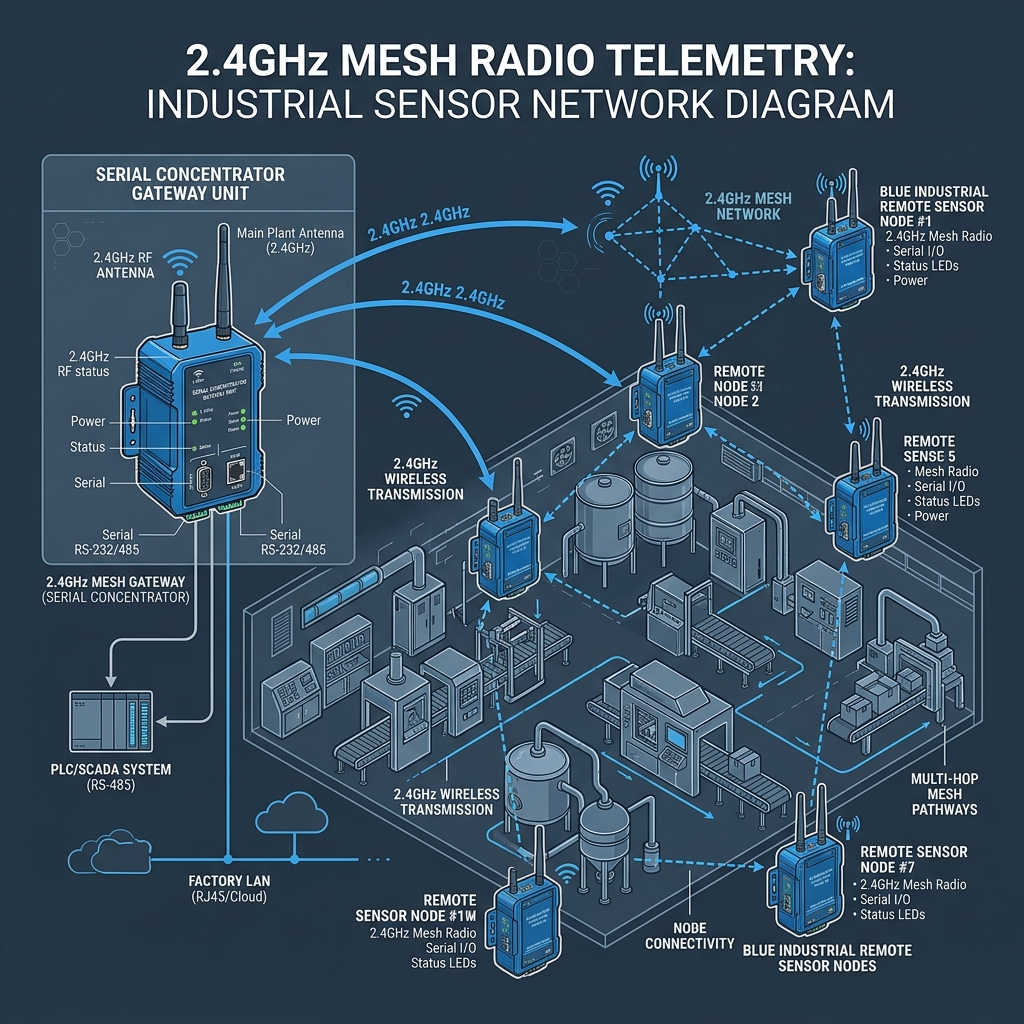Telemetría por Radio Mesh 2.4GHz para Plantas Industriales en Perú